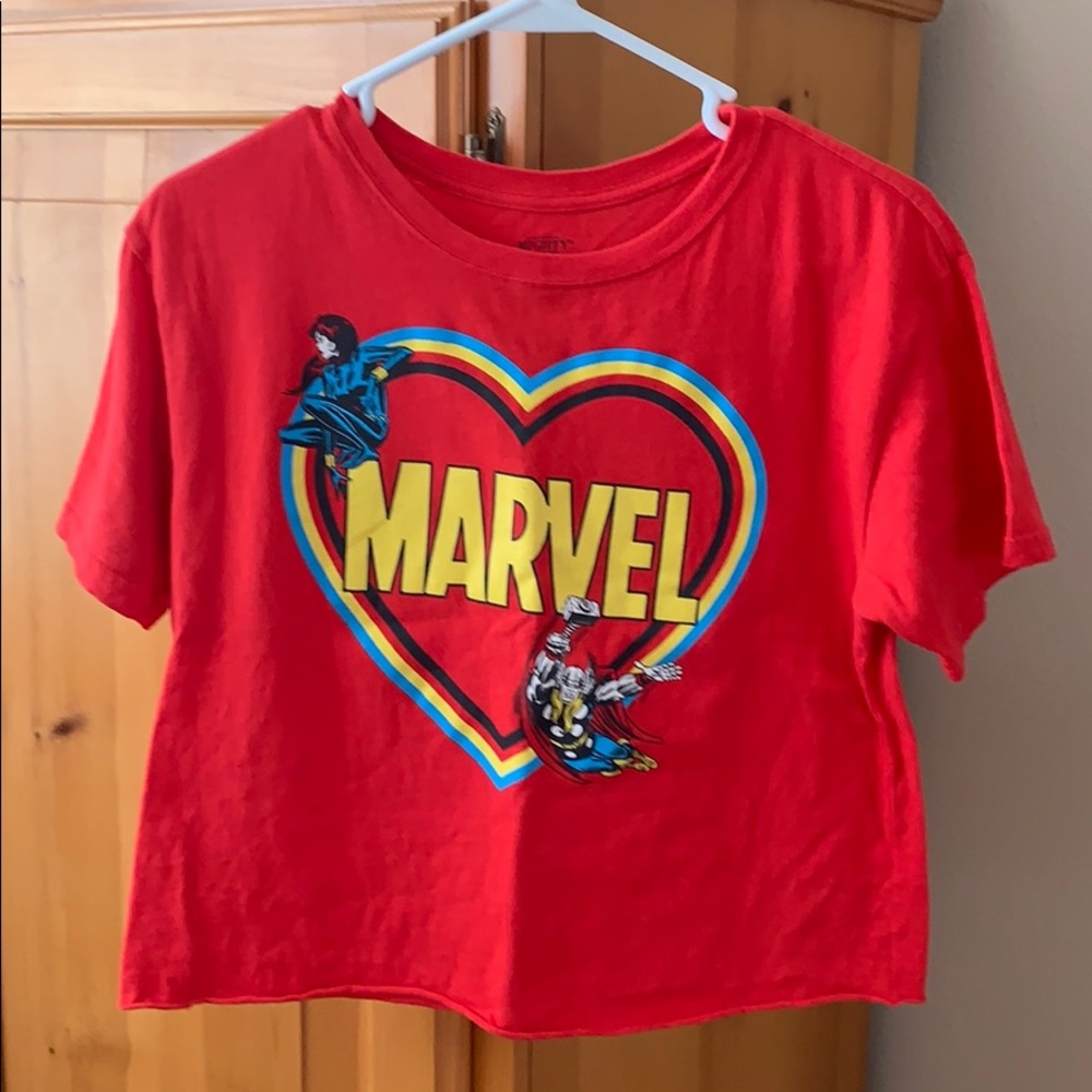 Red Marvel short sleeved t-shirt.